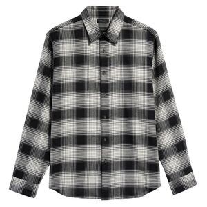 Theory Mens Noll Plaid Luxe Flannel Check Shirt Large Black Multi - NWT $230
